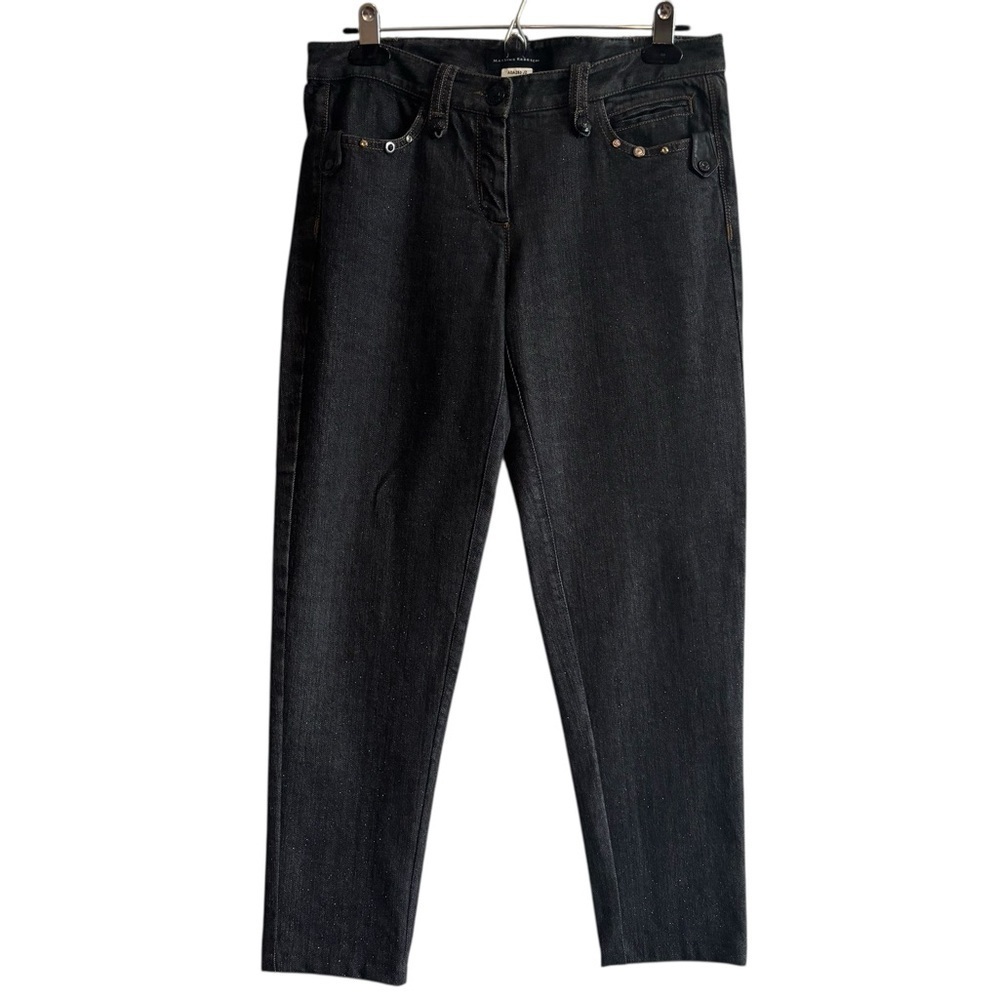 Massimo Rebecchi Italian Black Shimmer Denim Straight Leg Jeans Size 44/ US 8